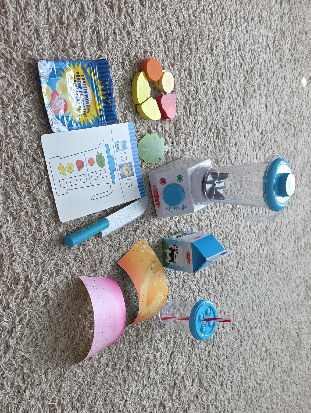 Kids Wooden Play Blender Set - Blue and White Role Play Kitchen Toy